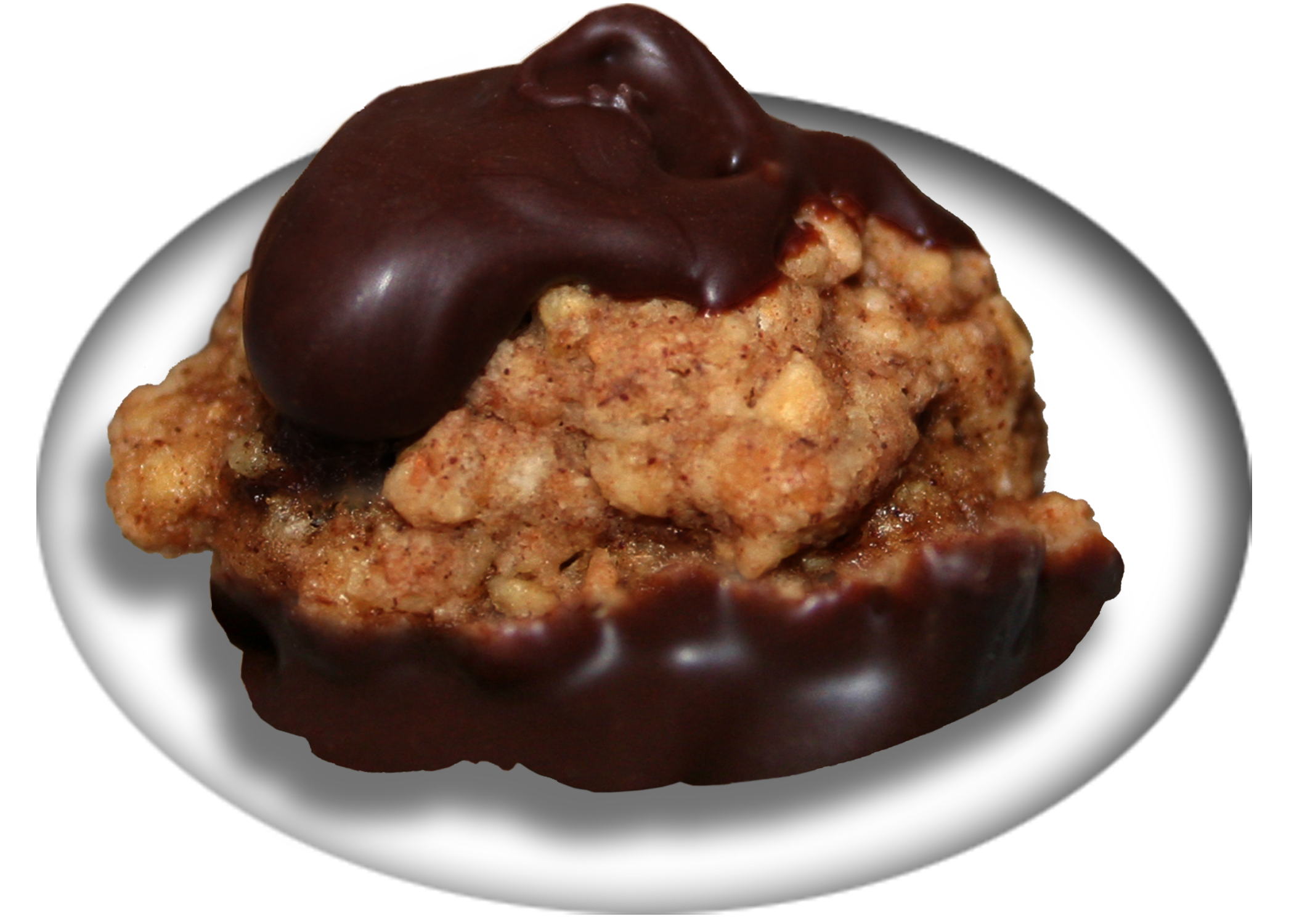 Chocolate Covered Everything — thingamajiggies - Organic round oatmeal raisin cookies — bottomed and topped with a dab of dark chocolate.  100% organic whole wheat flour, organic oats & organic raisins. Shipping, delivery, and pick up. Place your order!